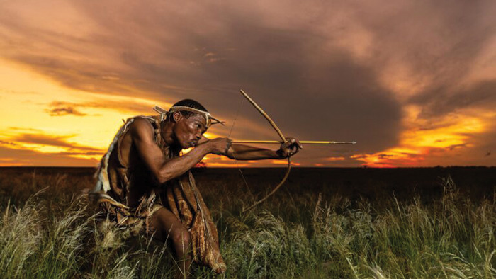 Award-winning photograph of Kalahari man photographed by Lance van der Vyver